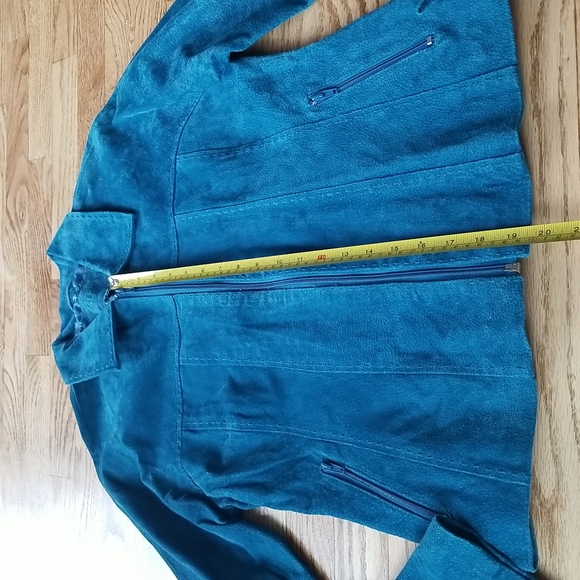 (M) SUZY Suzy Shier Lined Colored Leather Jacket Aqua Color Moto Fancy Lux - Picture 3 of 8